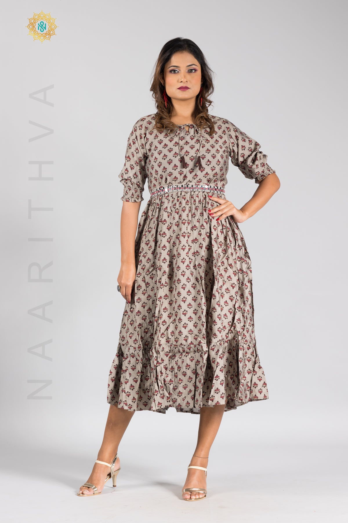 UMBRELLA PATTERN FOIL PRINTED DOUBLE LAYERED KURTI