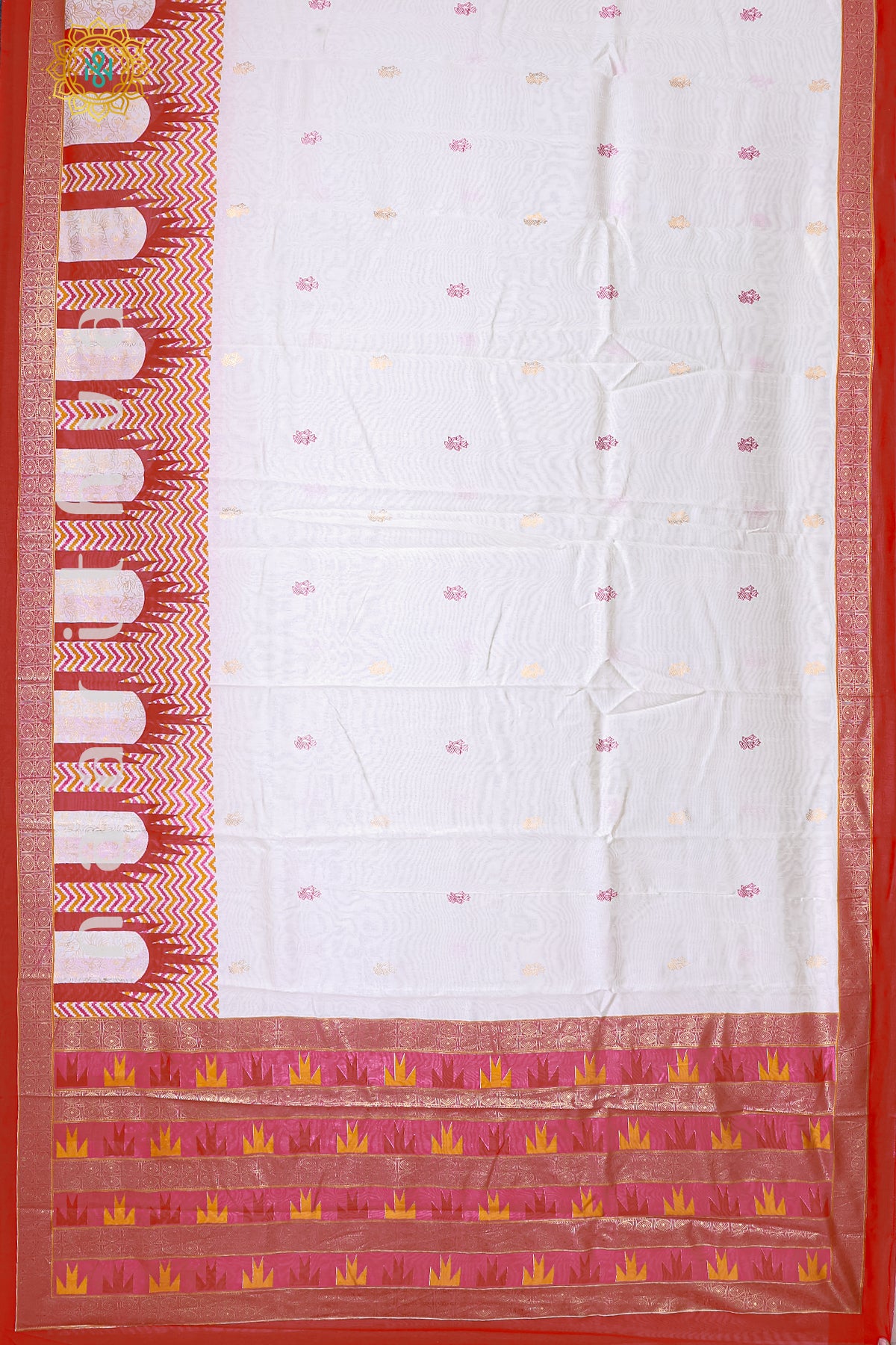 OFF WHITE WITH RED - POLY COTTON