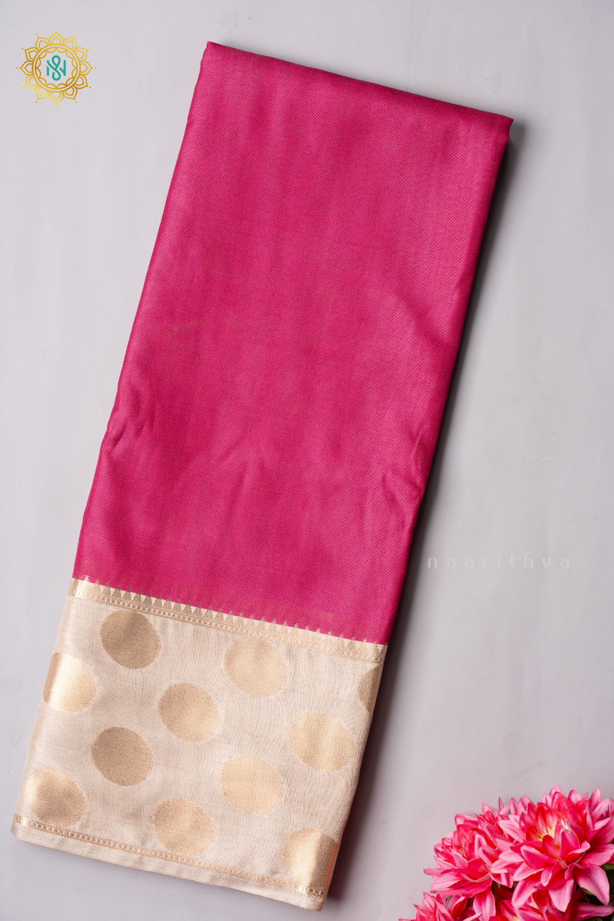 PINK WITH BEIGE - SEMI TUSSAR SILK