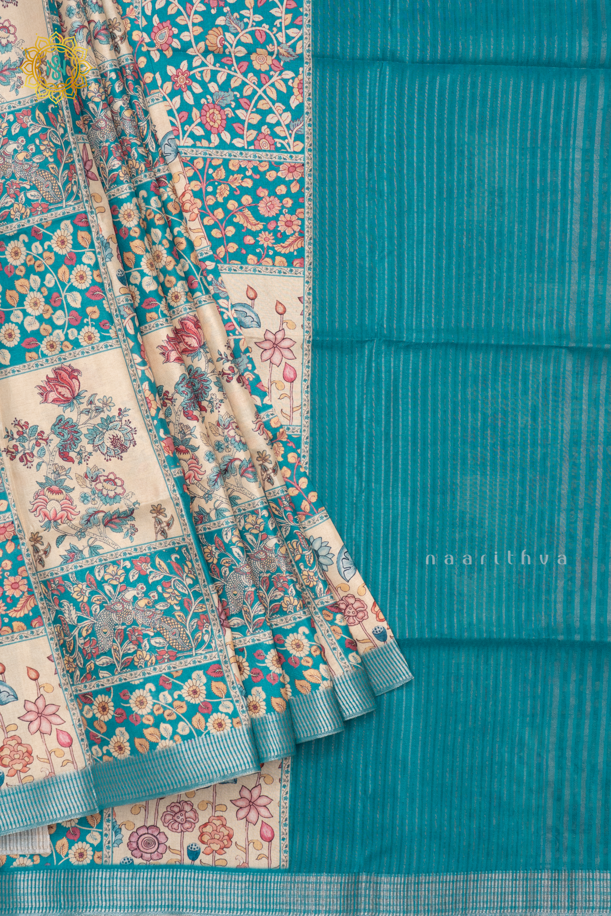 AQUA BLUE - SEMI TUSSAR SILK