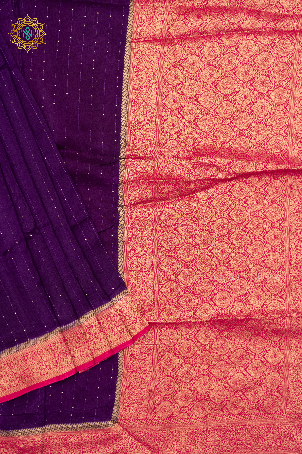 PURPLE WITH PINK - SEMI CREPE SILK