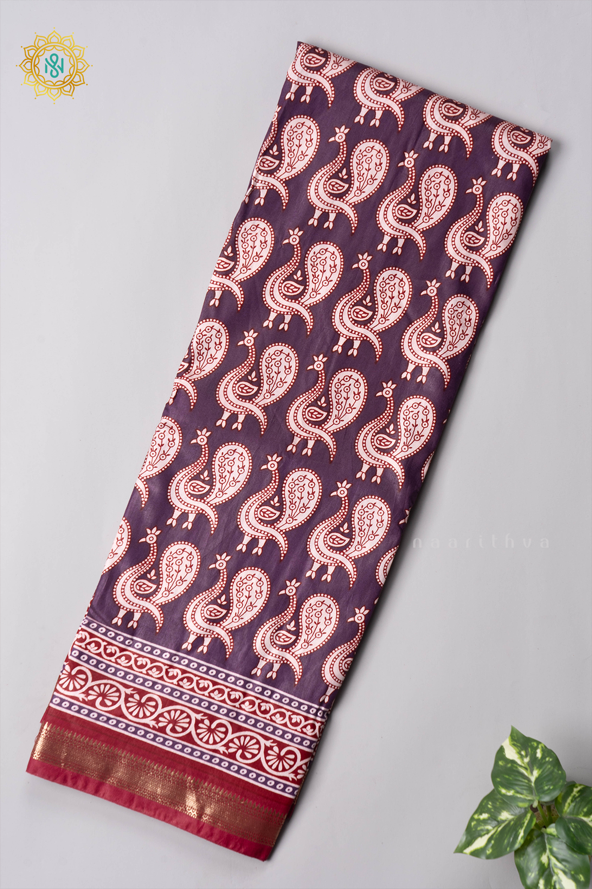 LAVENDER WITH MAROON - VISCOSE COTTON