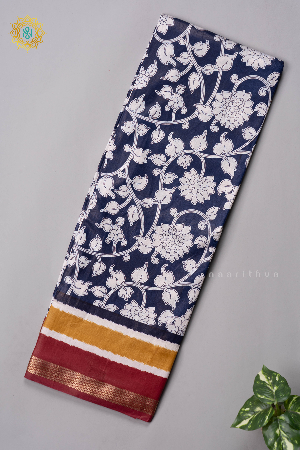 BLUE WITH MAROON - VISCOSE COTTON