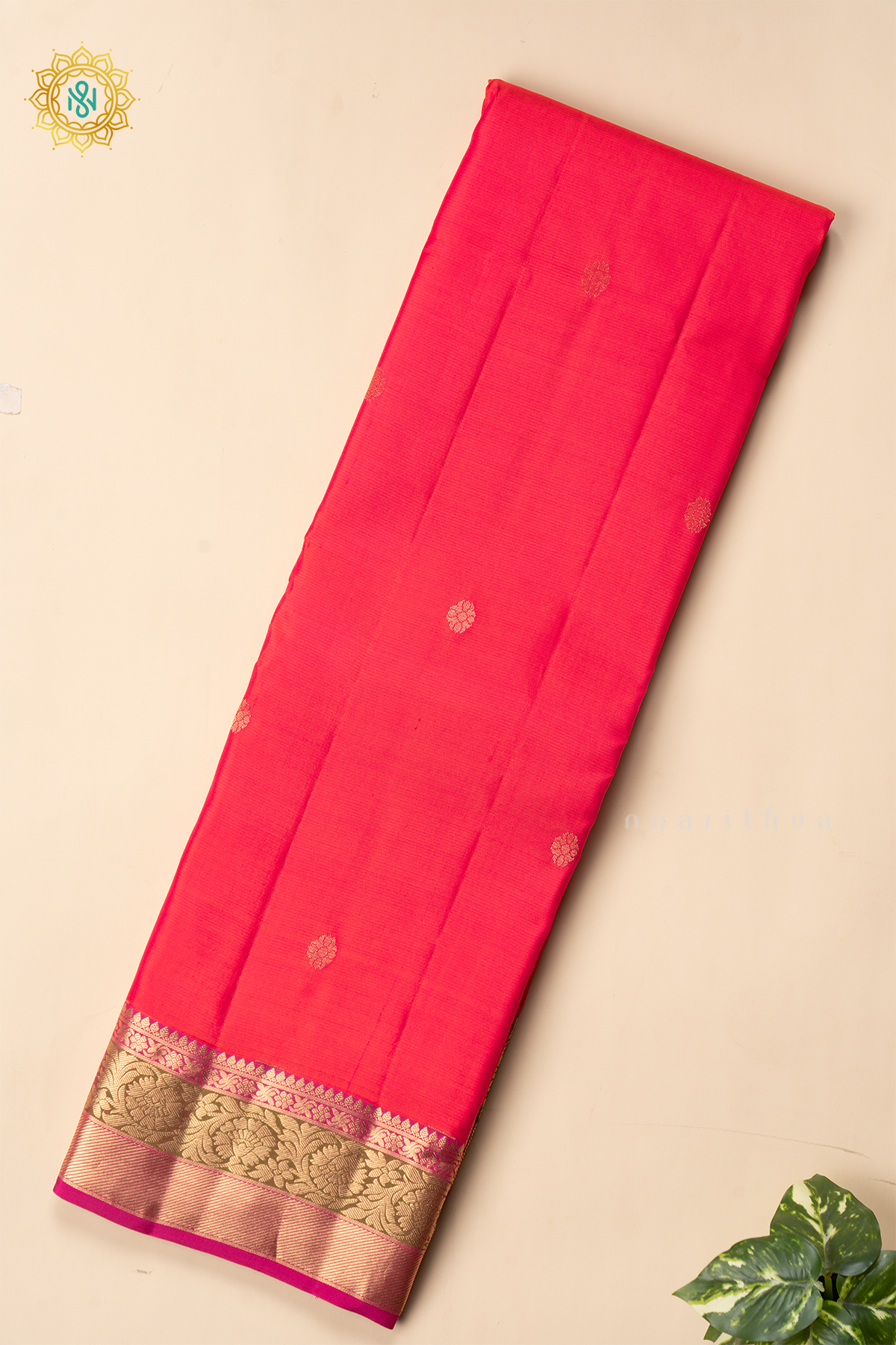 PINKISH ORANGE WITH PINK - PURE KANJIVARAM SILK