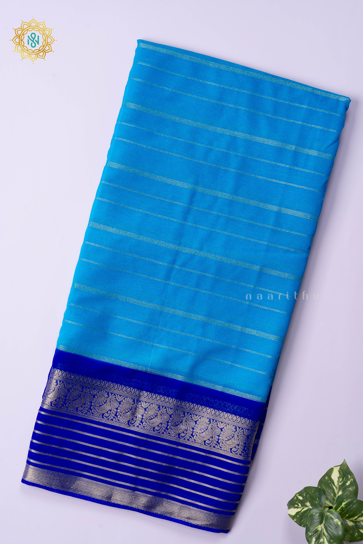 SKY BLUE WITH ROYAL BLUE - SEMI GEORGETTE