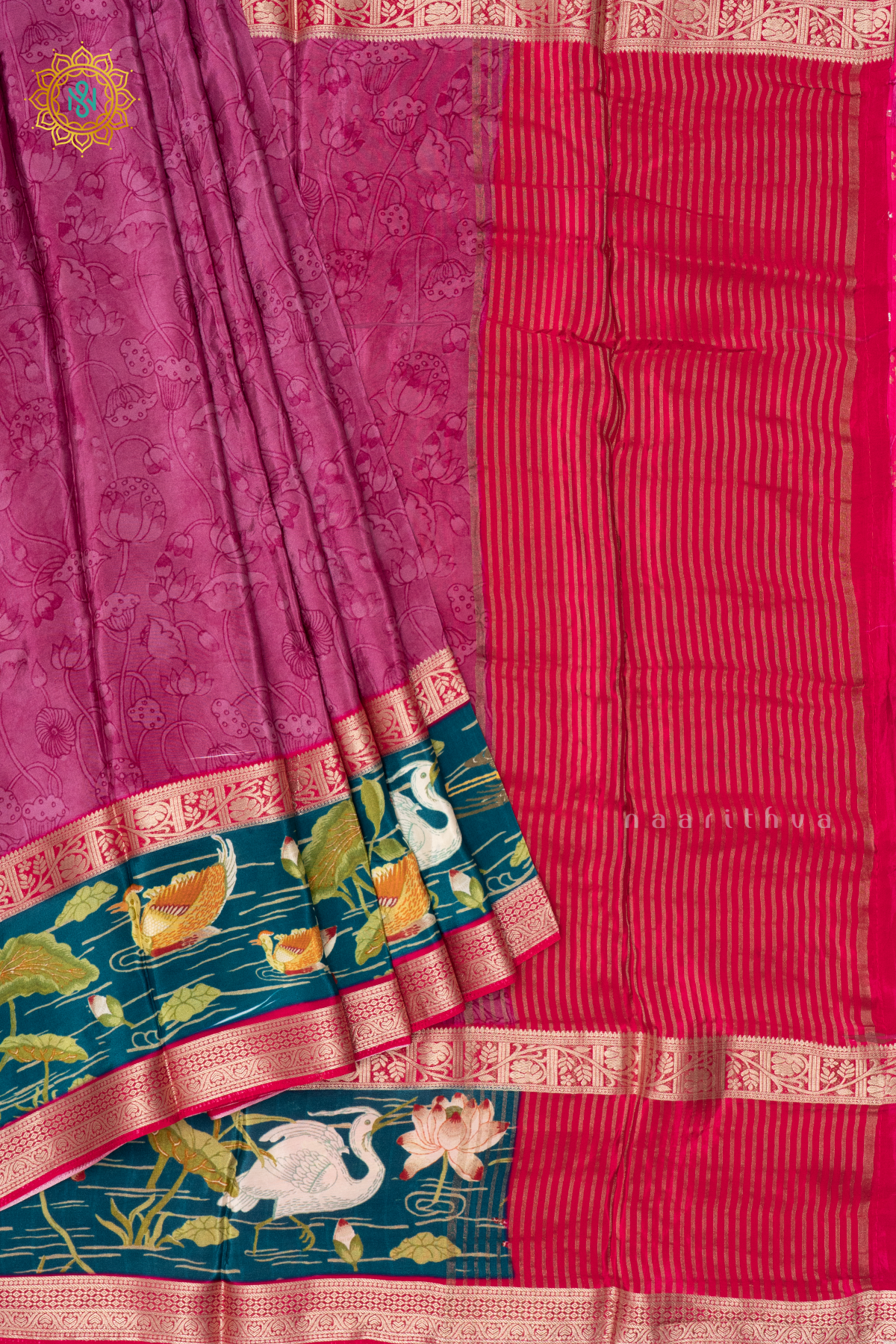 ROUGE PINK WITH RANI PINK - SEMI CREPE SILK