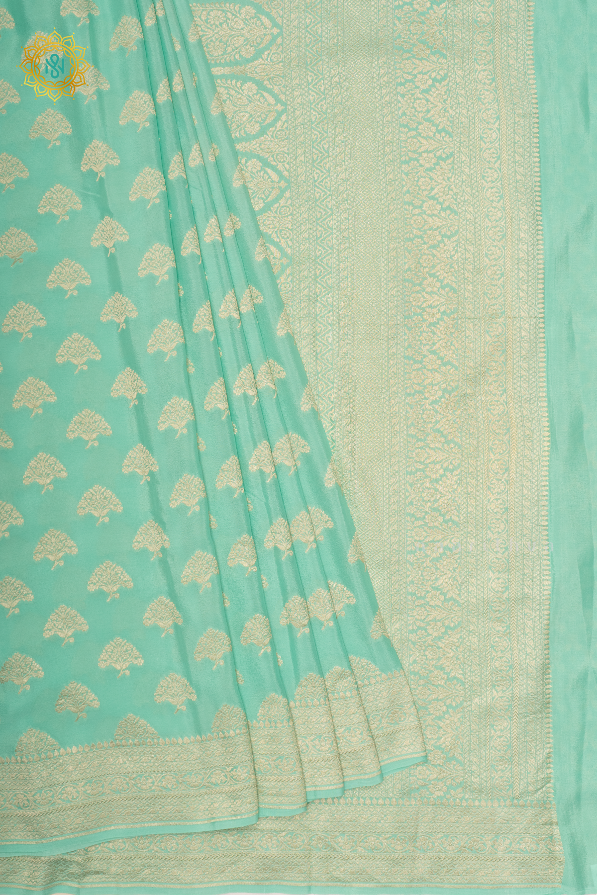 AQUA BLUE - PURE BANARASI CREPE SILK