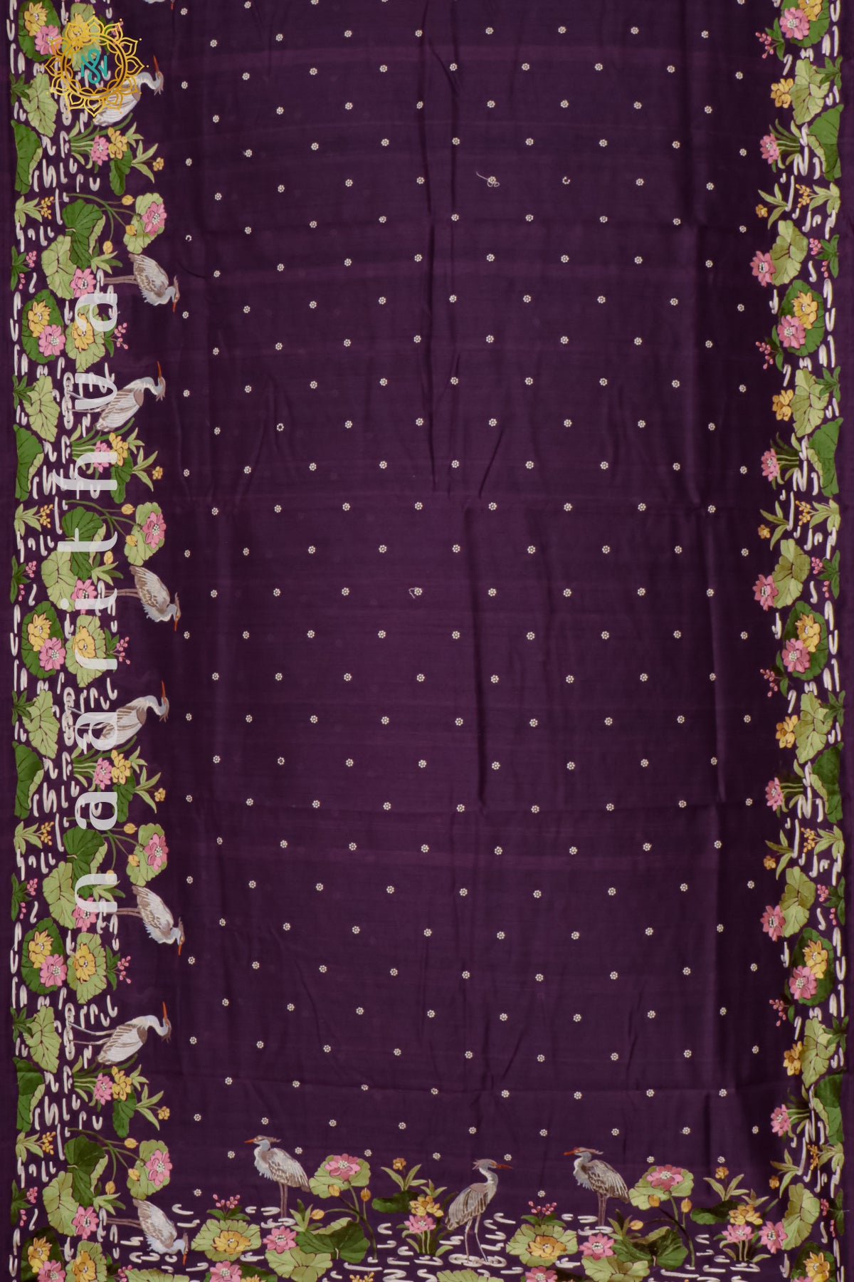PURPLE - SEMI TUSSAR SILK WITH EMBROIDERY