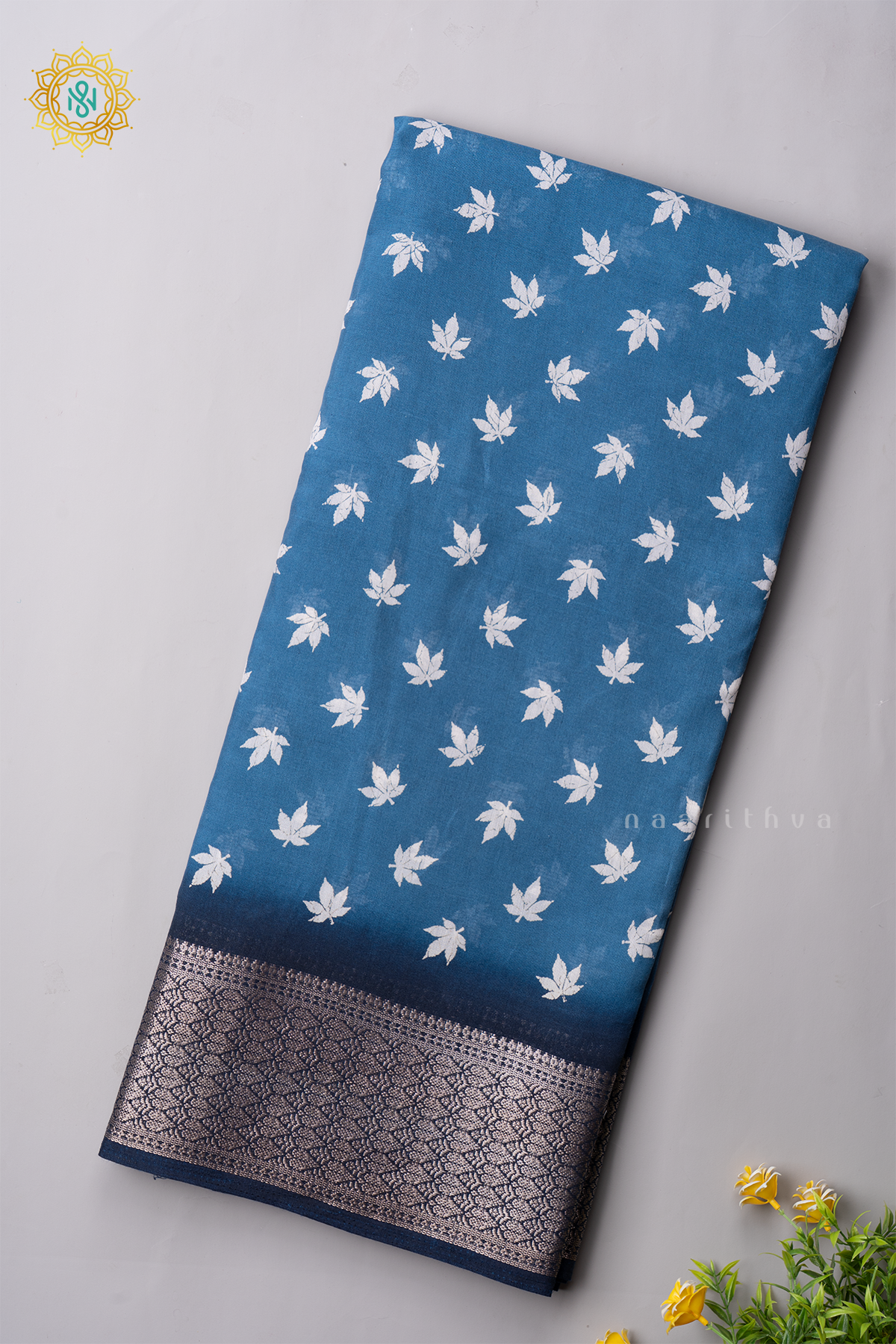 AQUA BLUE WITH TEAL BLUE - SOFT COTTON