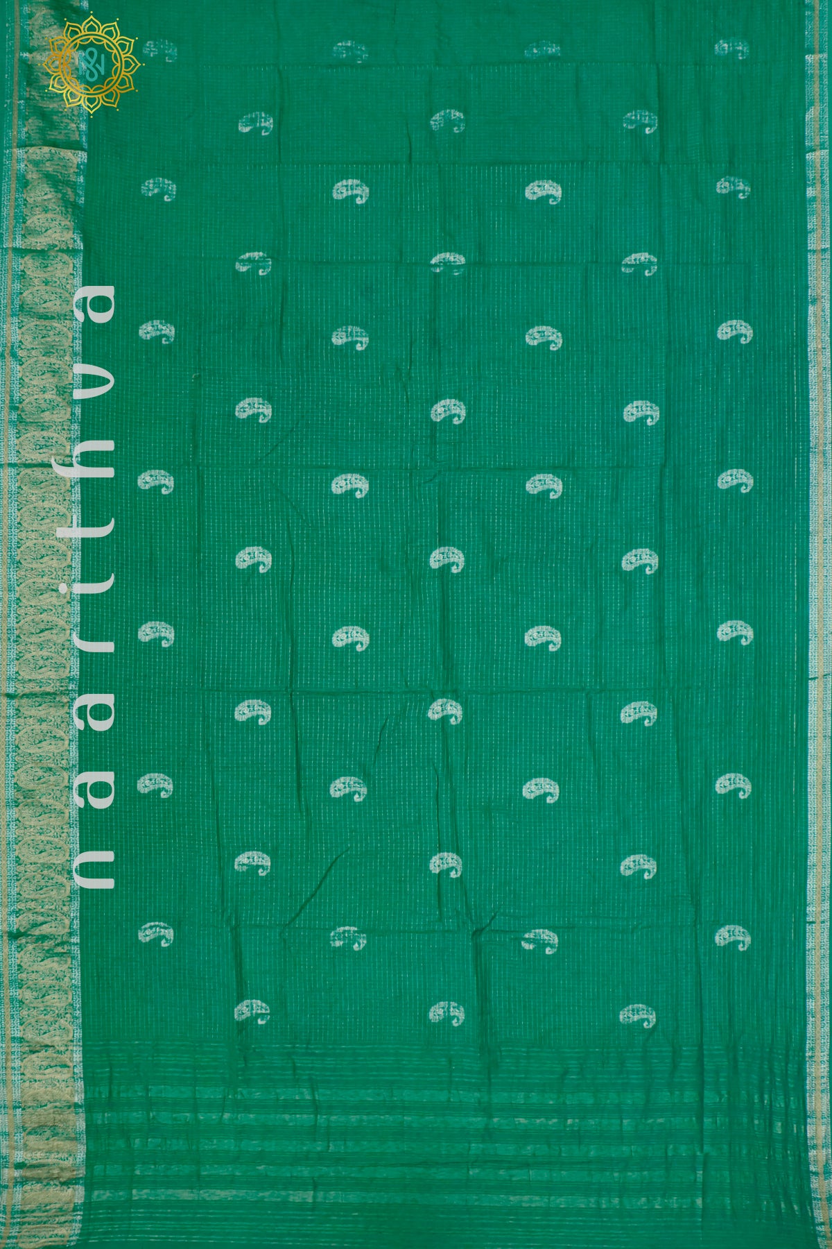 GREEN WITH NAVY BLUE - DOLA SILK