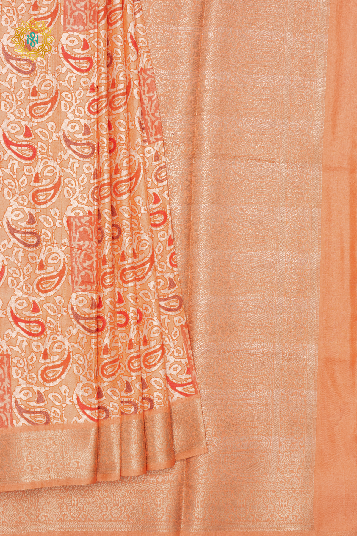 PEACHISH ORANGE - KOTHA TUSSAR SILK