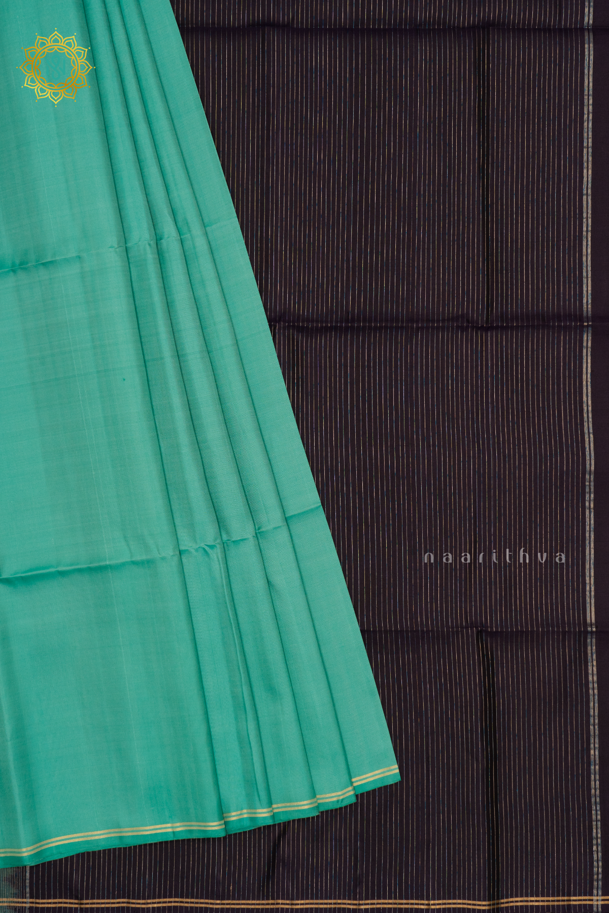 AQUA GREEN WITH PURPLE - PURE KANJIAVARAM SOFT SILK