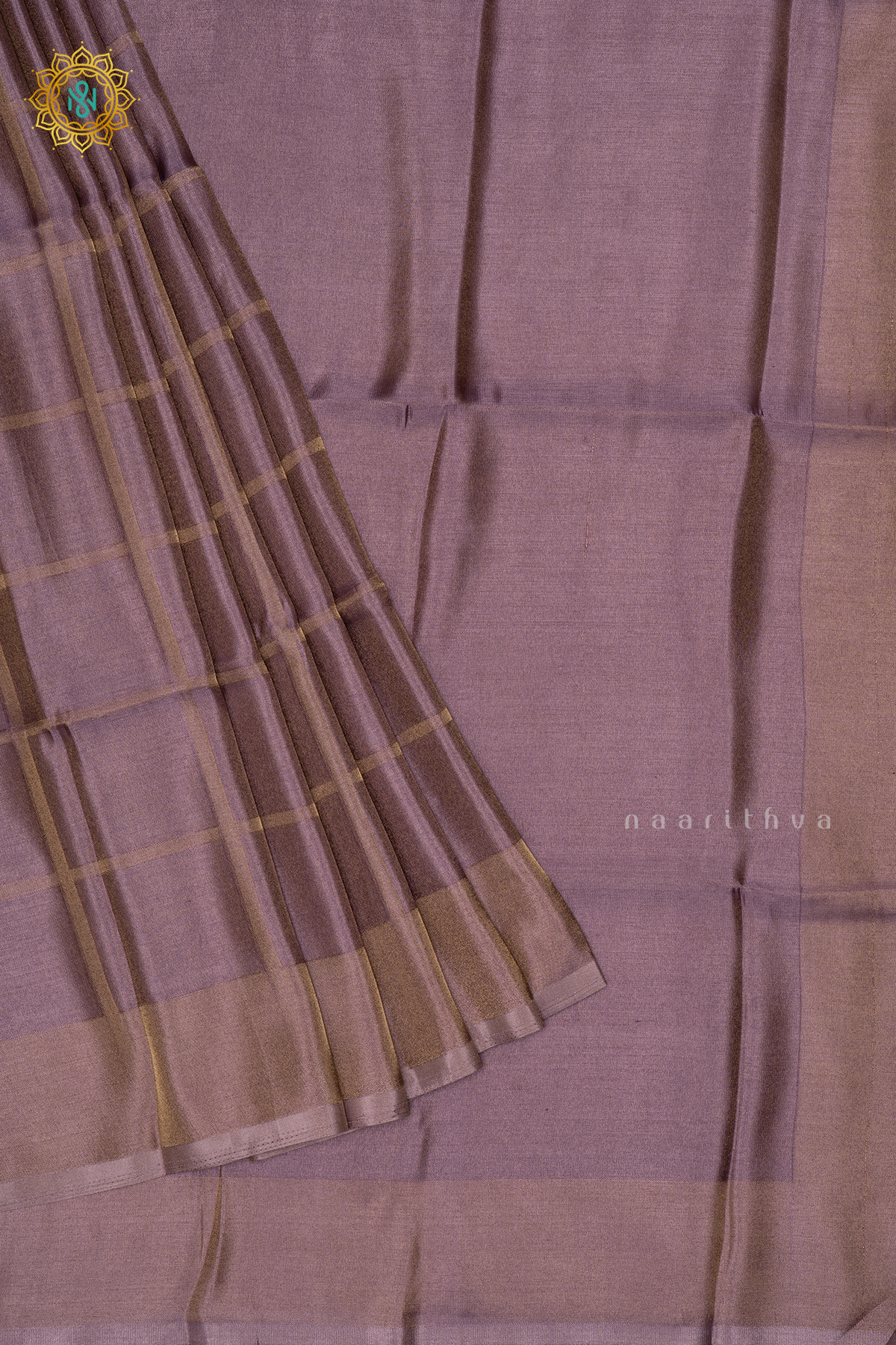 Lavender Semi Tissue Saree With Plain Tissue Body And Border