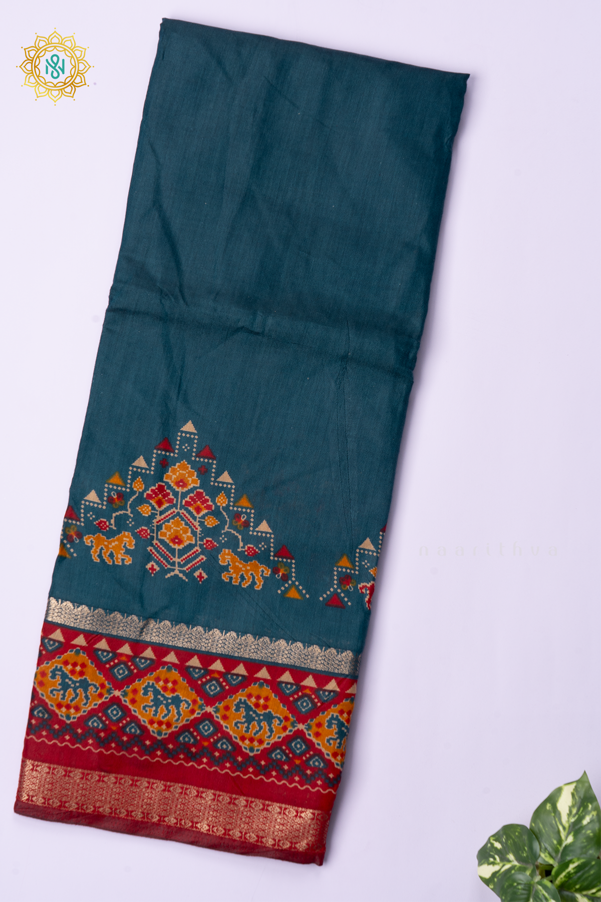 PEACOCK BLUE WITH RED - SOFT COTTON