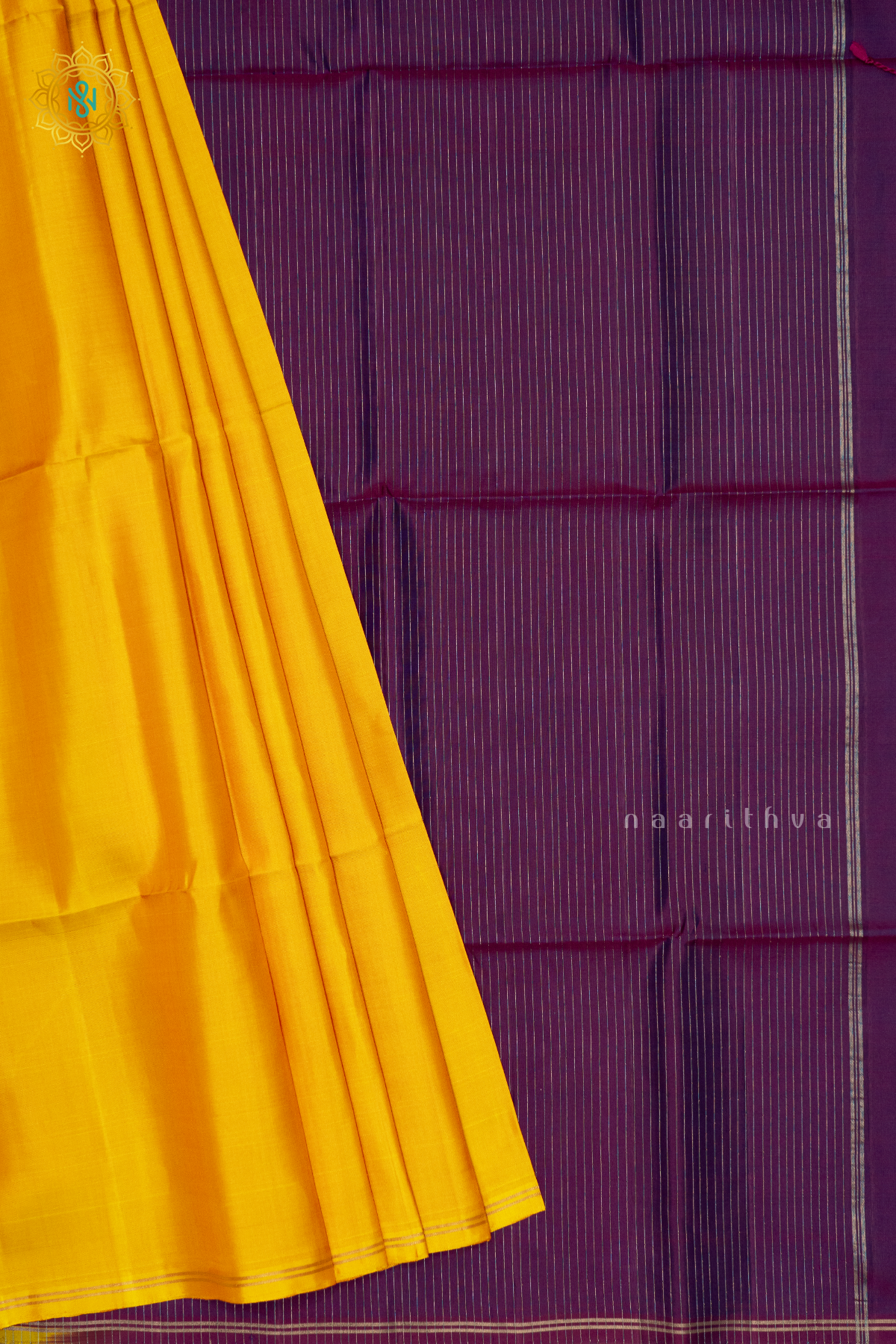 YELLOW WITH PURPLE - PURE KANJIAVARAM SOFT SILK