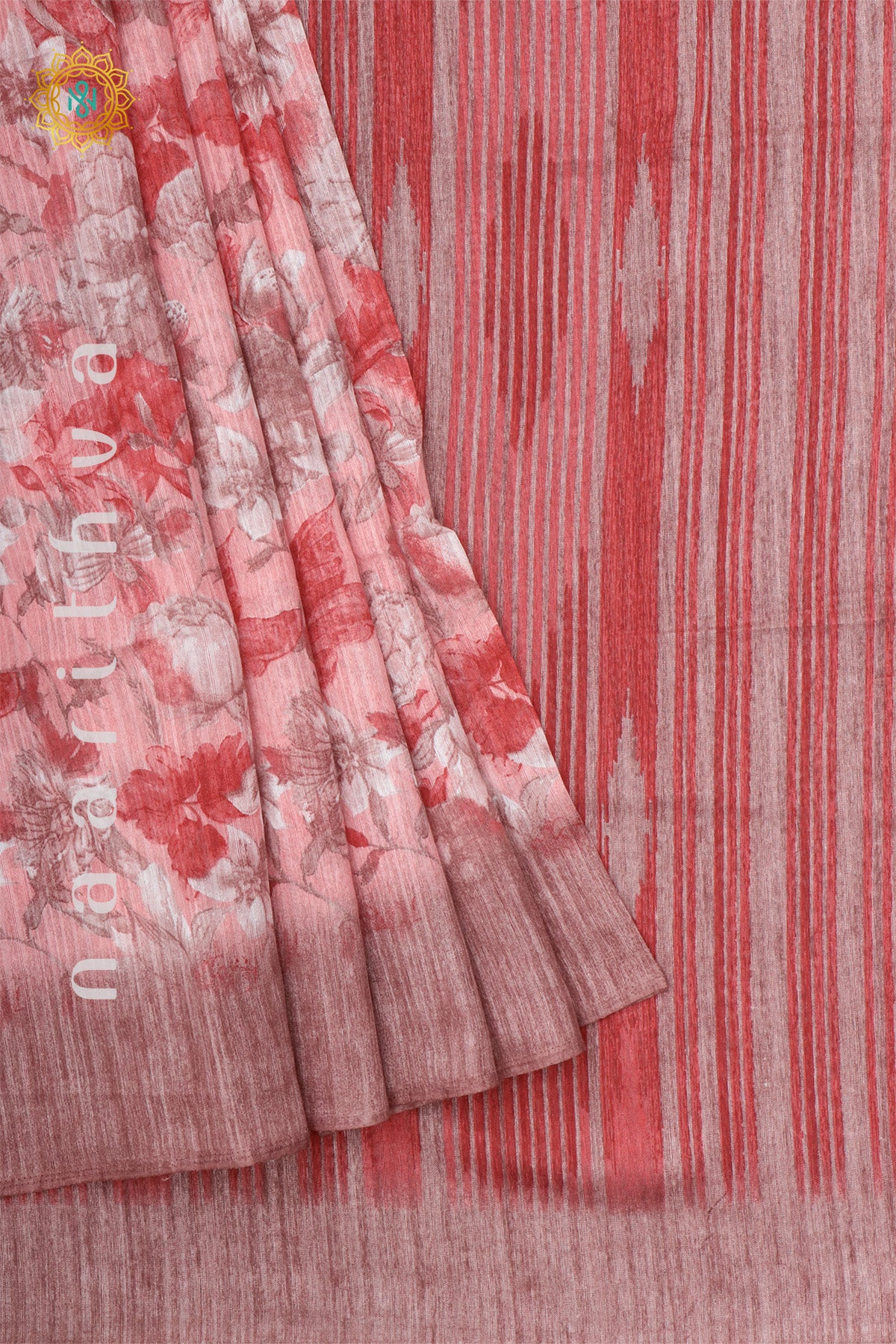 MAUVE WITH RED - JUTE COTTON