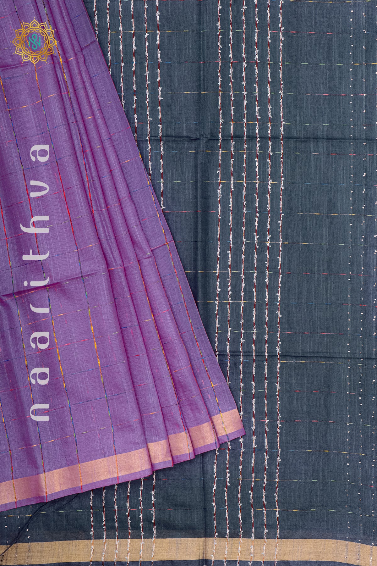 LAVENDER WITH GREY - SLUB COTTON