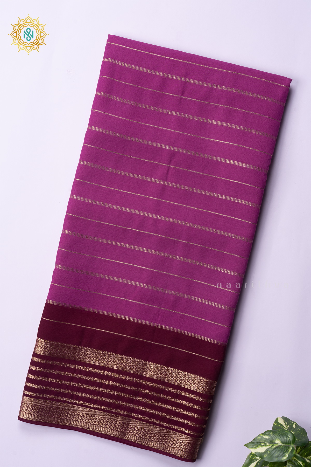 LAVENDER WITH BROWN - SEMI GEORGETTE