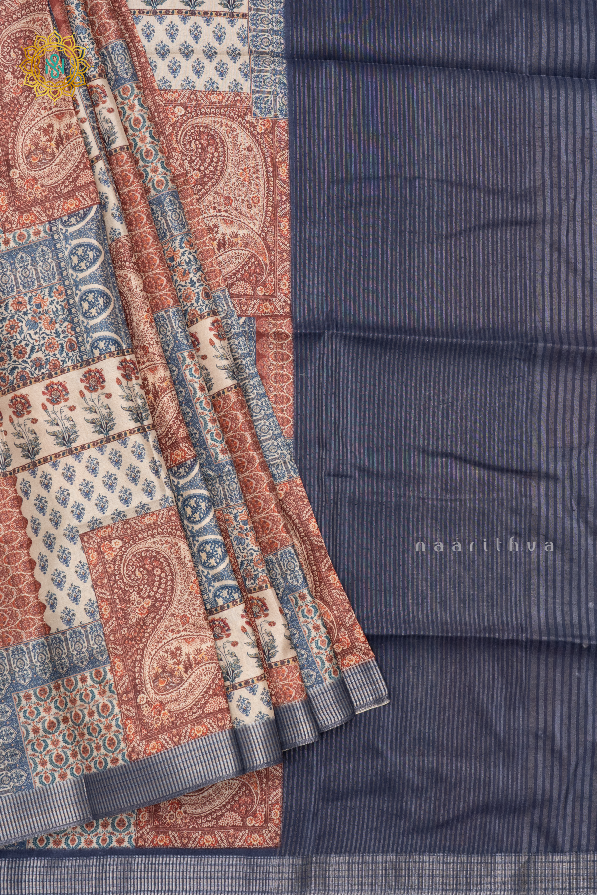 NAVY BLUE - SEMI TUSSAR SILK