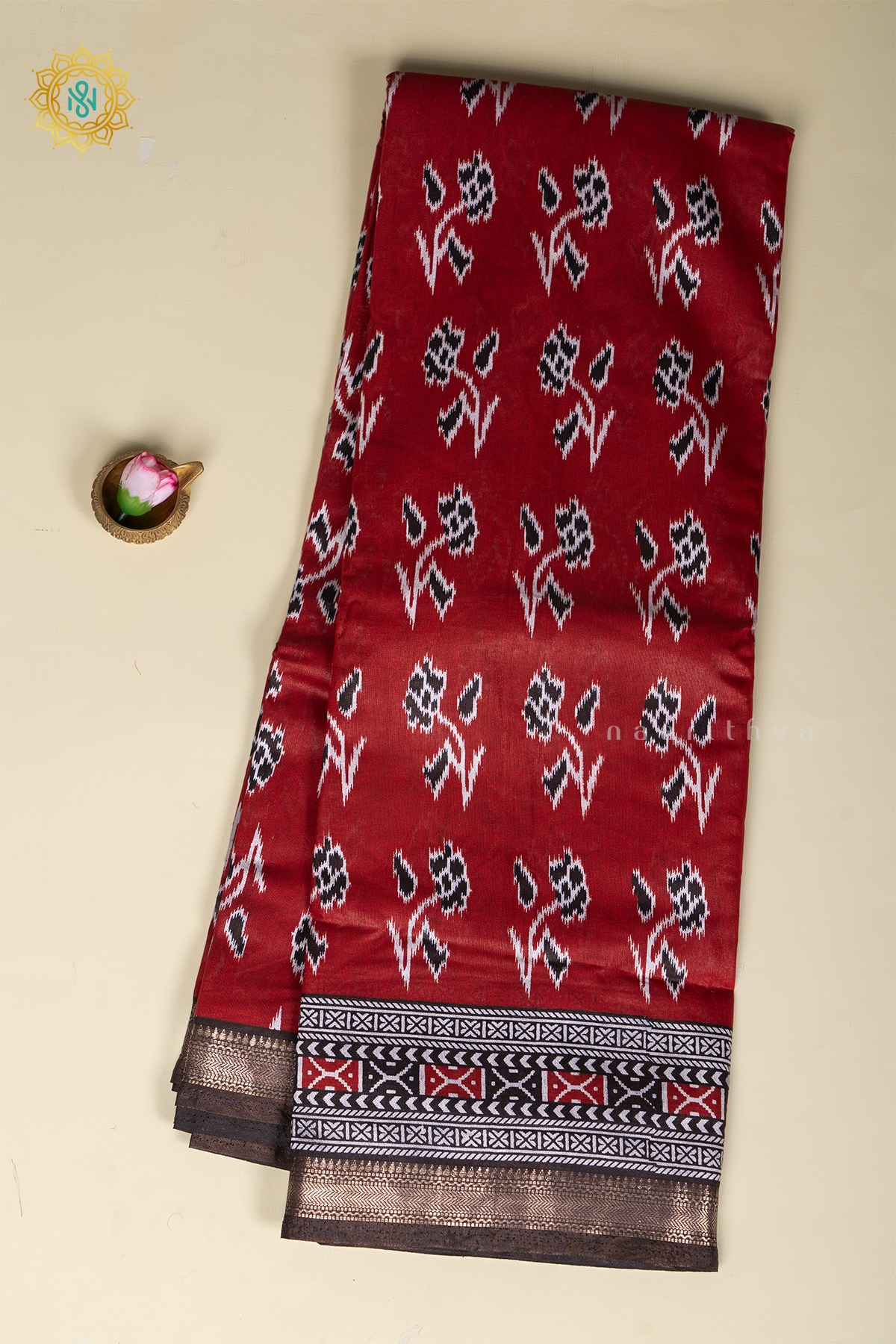 MAROON WITH BROWN - VISCOSE COTTON