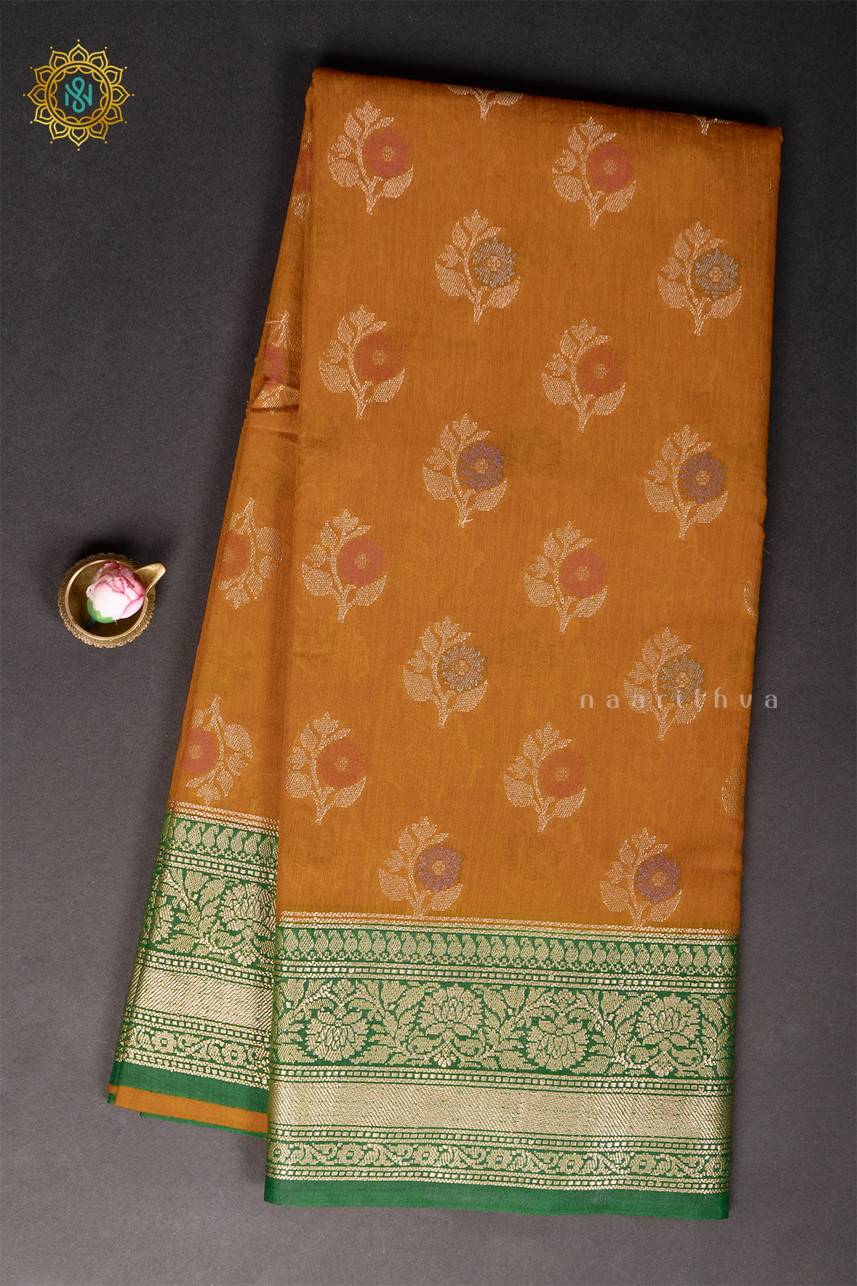 MANGO YELLOW WITH GREEN - JUTE COTTON