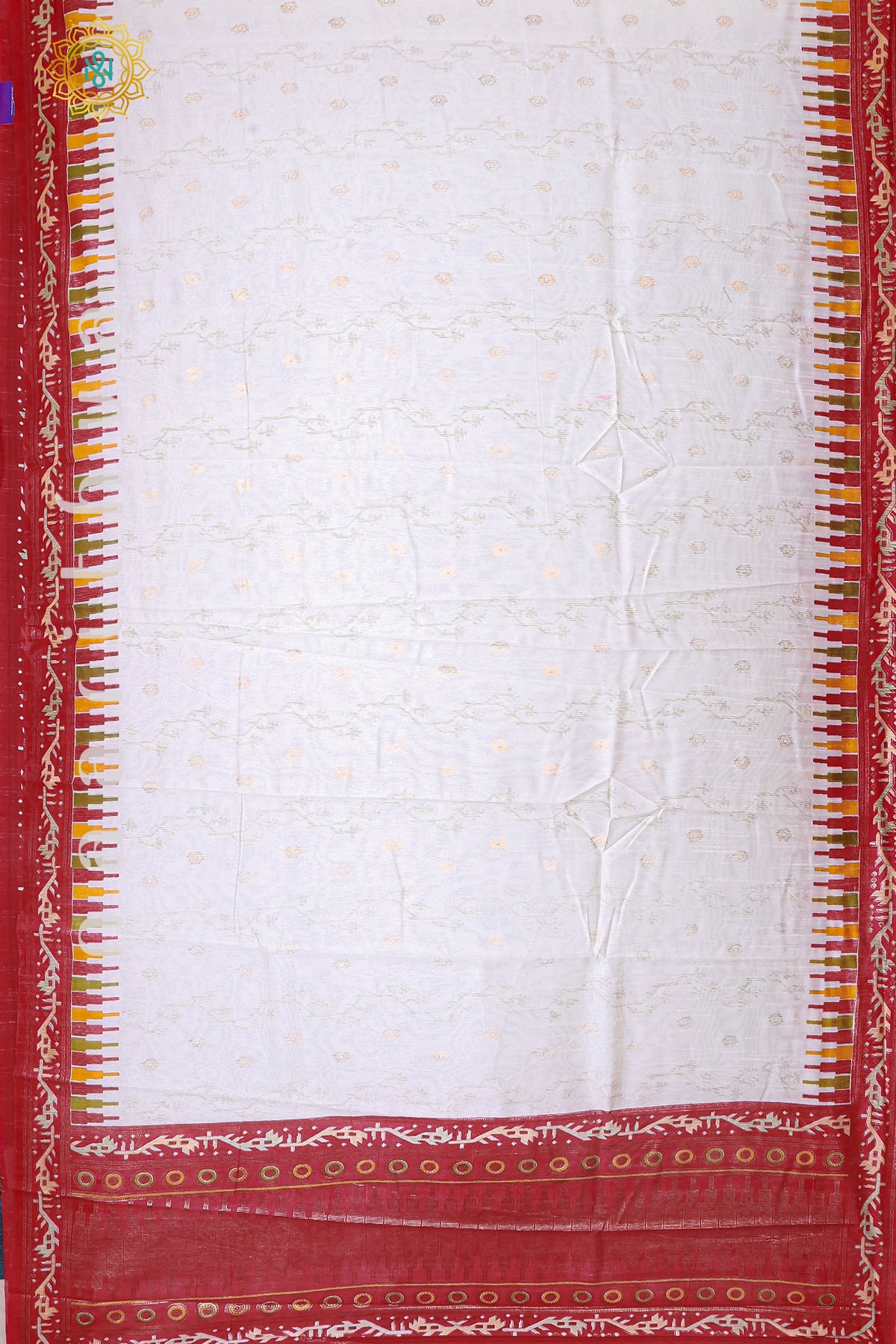 OFF WHITE WITH RED - POLY COTTON