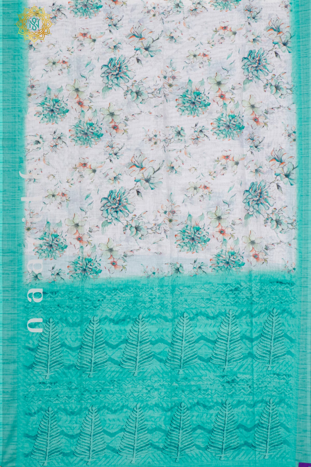WHITE WITH SKY BLUE - LINEN BY COTTON