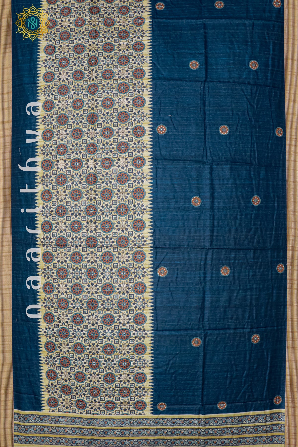 BIEGE WITH TEAL BLUE - KOTHA TUSSAR