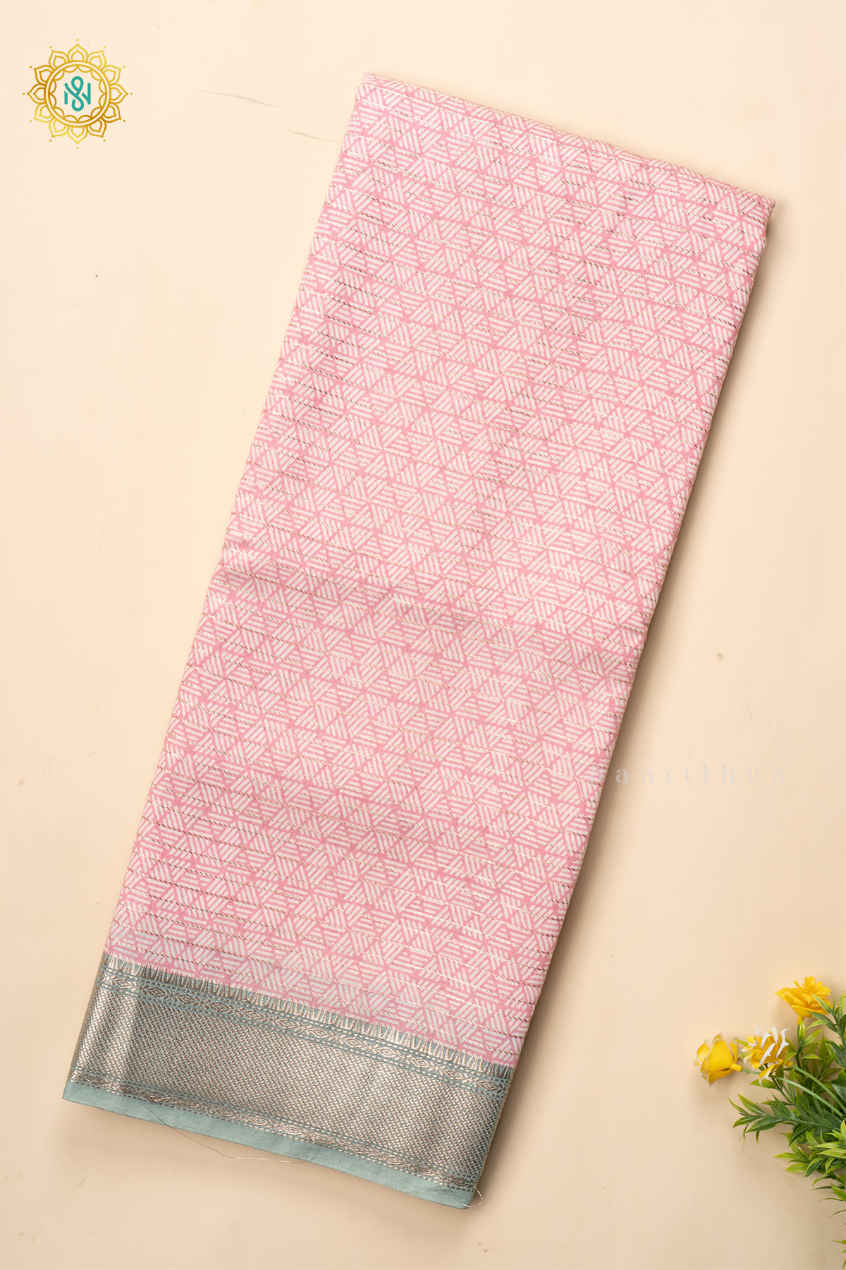 PEACH WITH AQUA GREEN - BUTTER CREPE