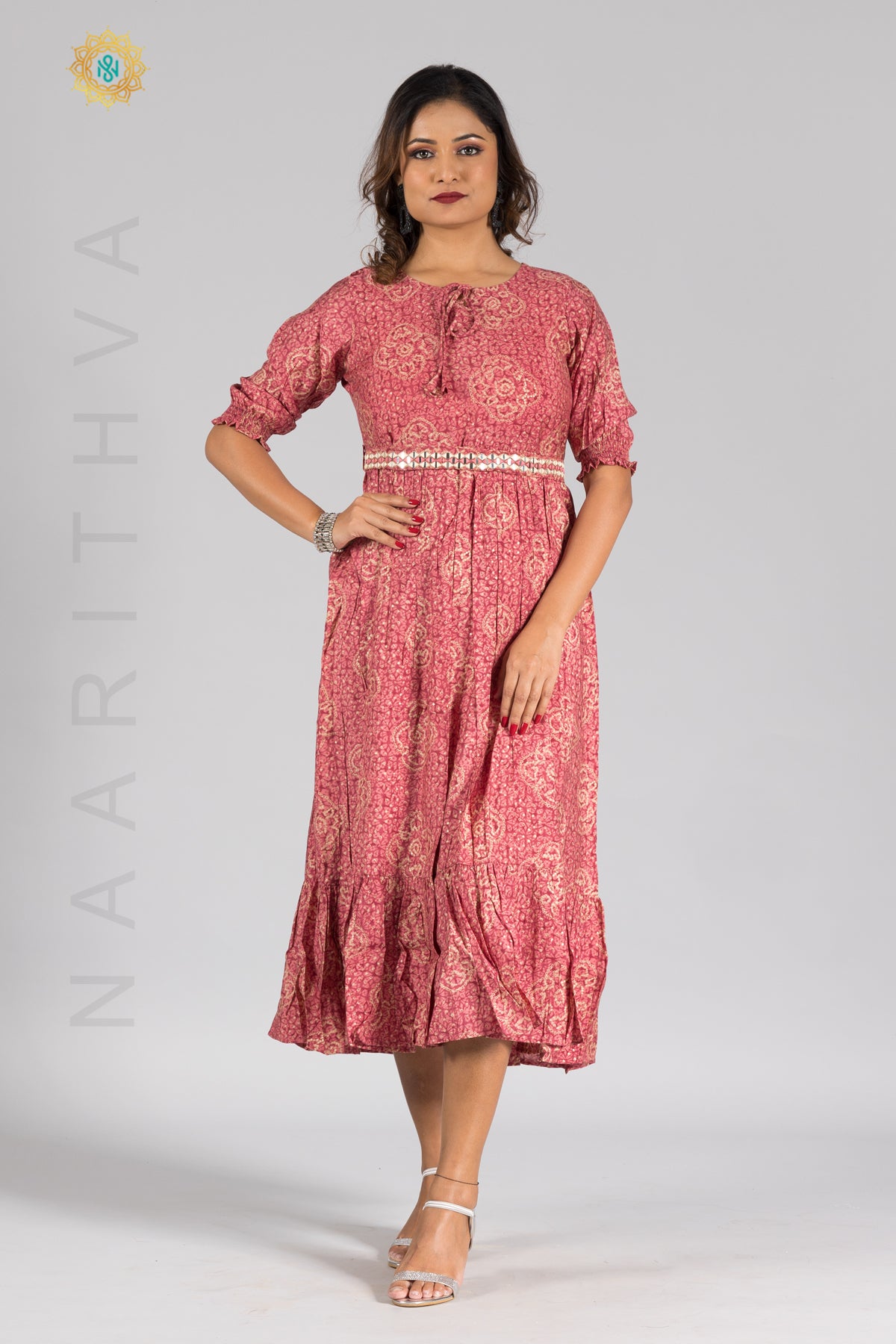 UMBRELLA PATTERN FOIL PRINTED DOUBLE LAYERED KURTI