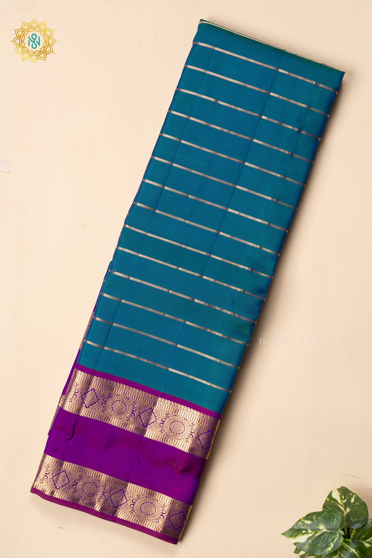 PEACOCK BLUE WITH PURPLE - PURE KANJIVARAM SILK