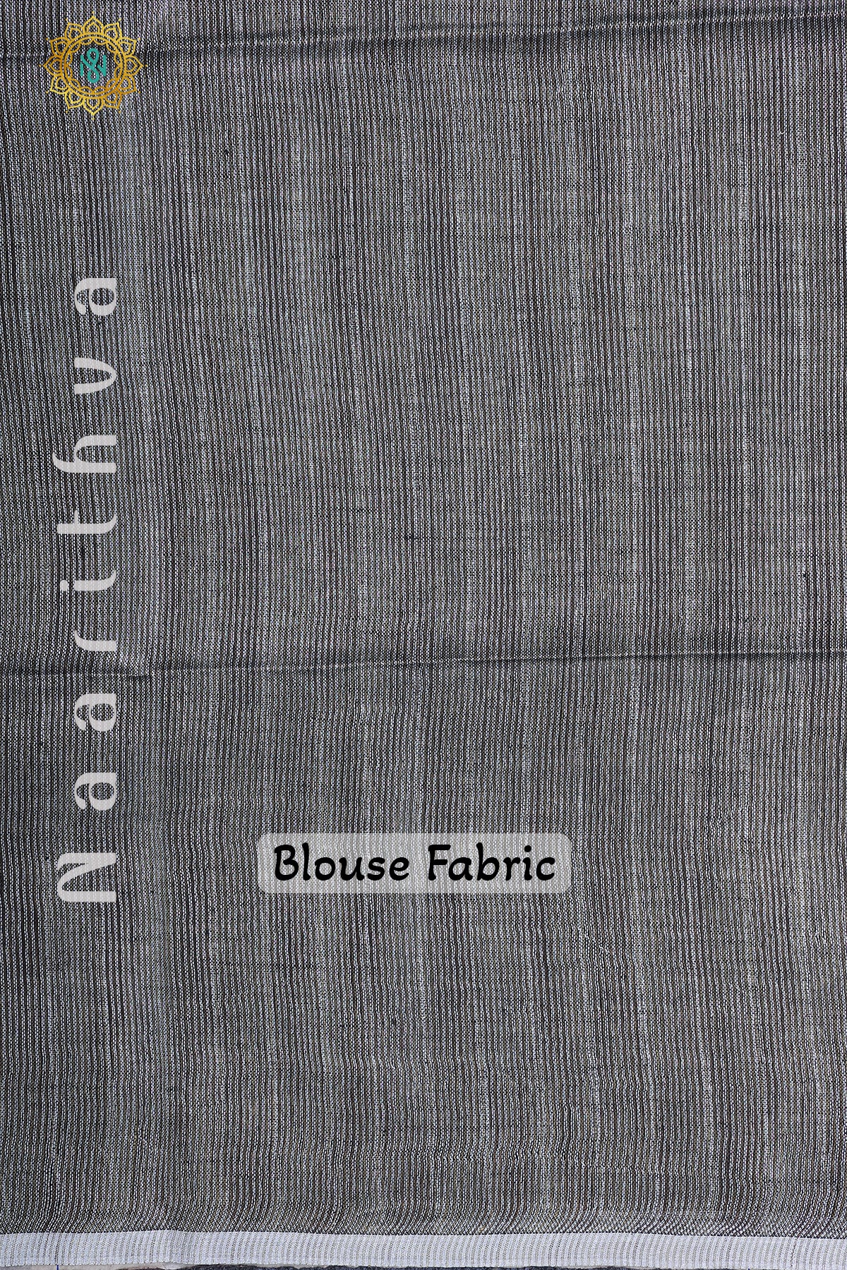 Black With Grey Pure Linen Saree With Vertical Stripes On The Body And Silver Woven Zari Border