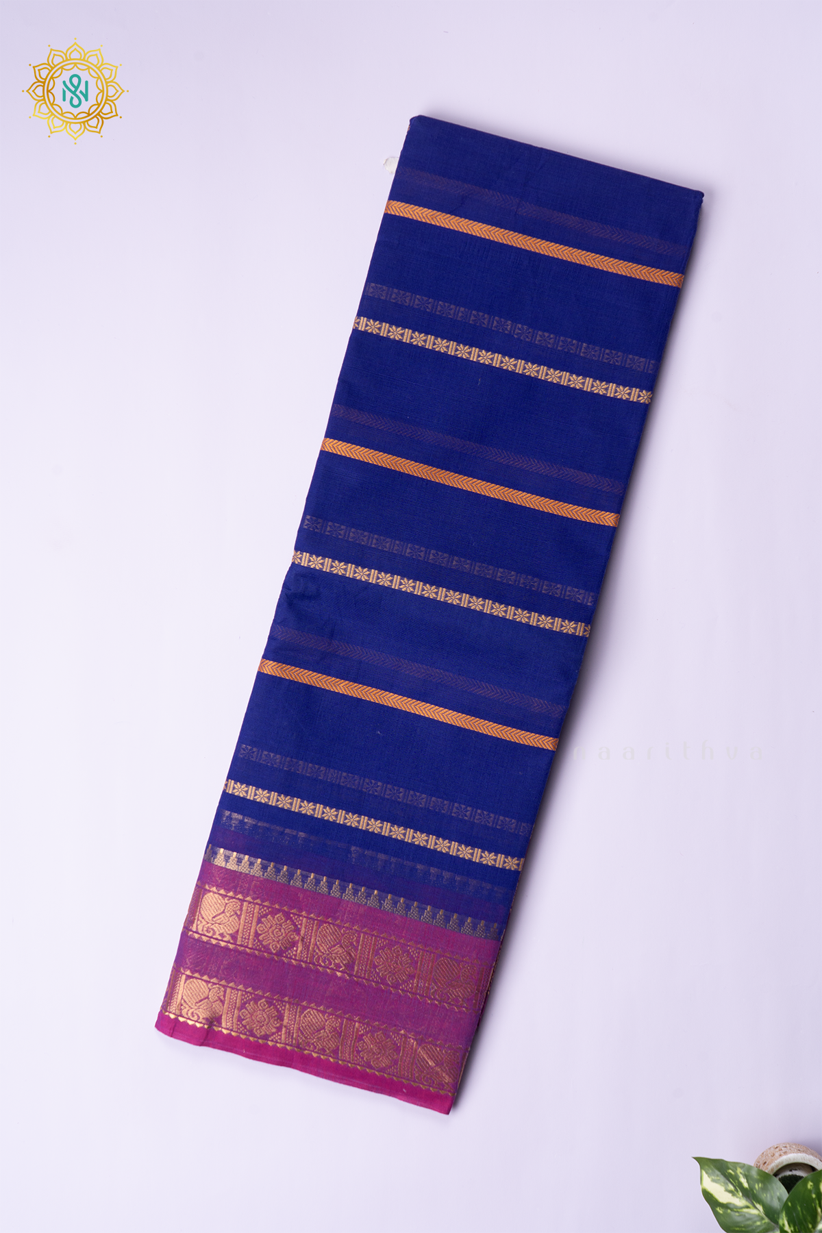 BLUE WITH MAGENTA - CHETTINAD COTTON