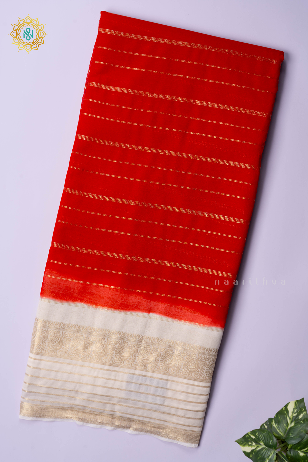 RED WITH WHITE - SEMI GEORGETTE