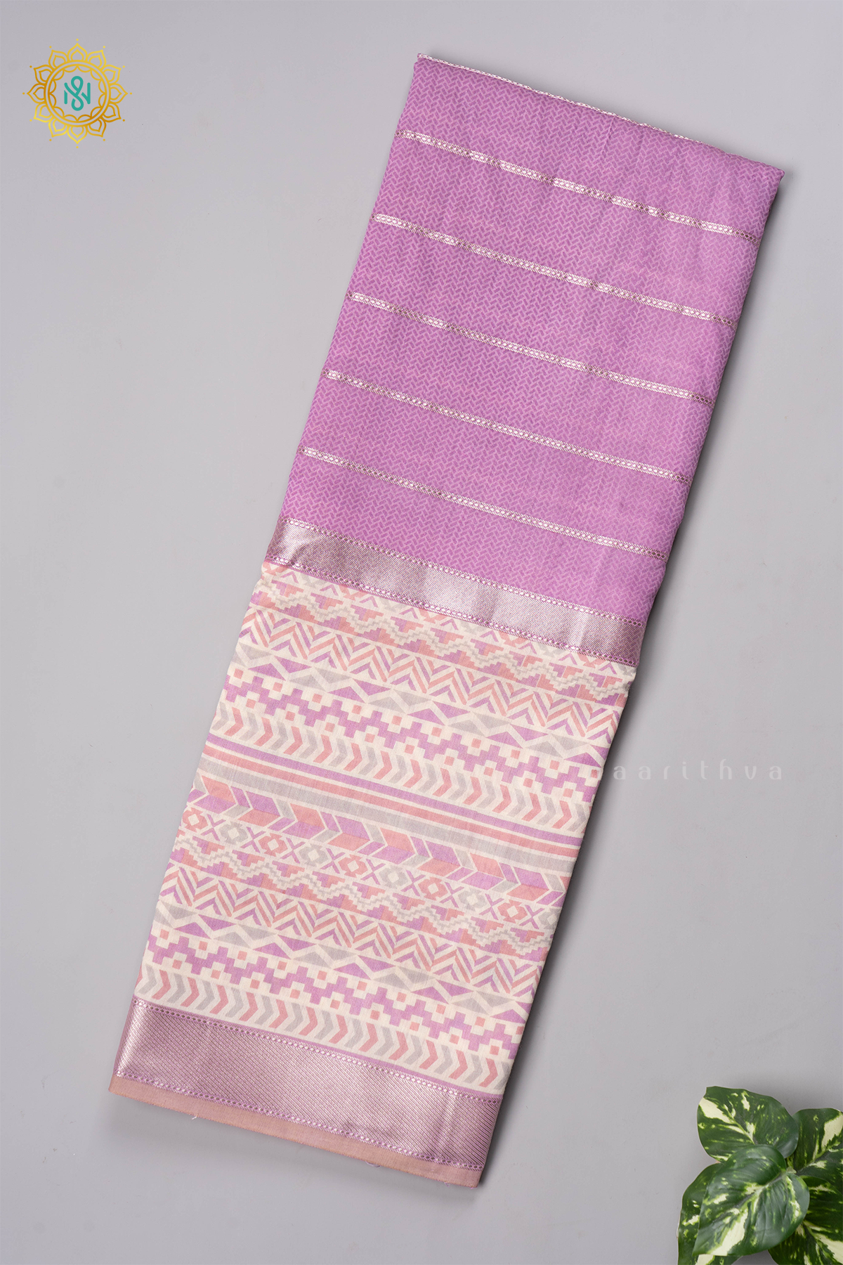 LAVENDER WITH OFF WHITE - BUTTER CREPE
