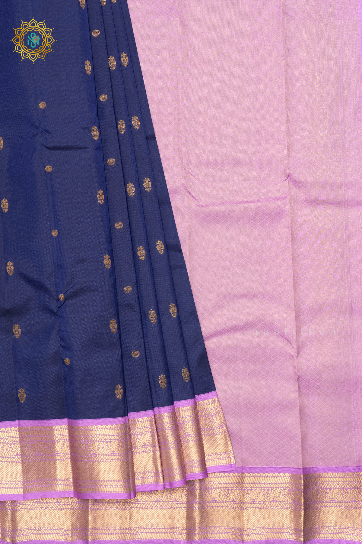 BLUE WITH LAVENDER - KANJIVARAM PURE MIX