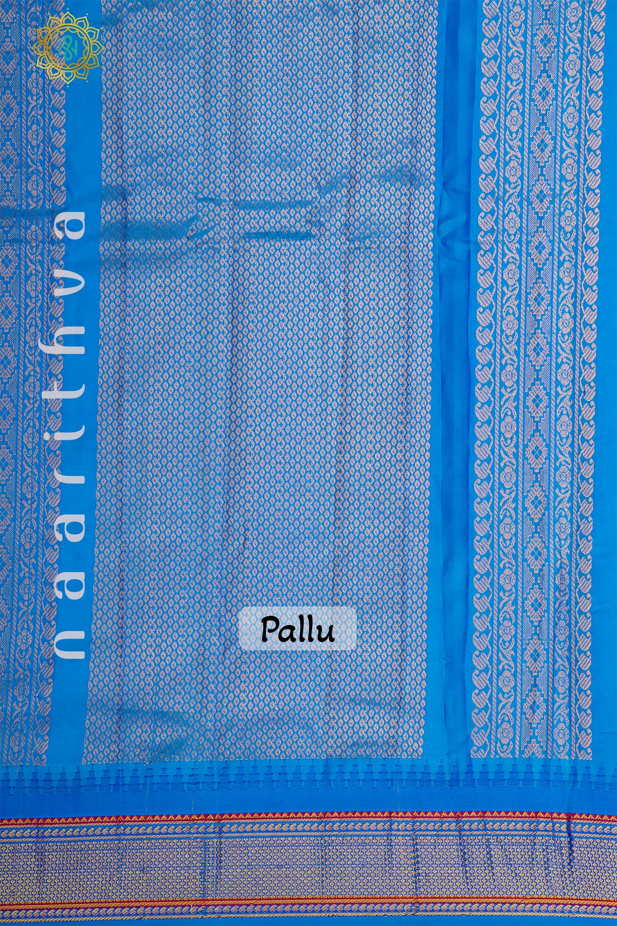 AQUA BLUE WITH BLUE - PURE GADWAL SILK