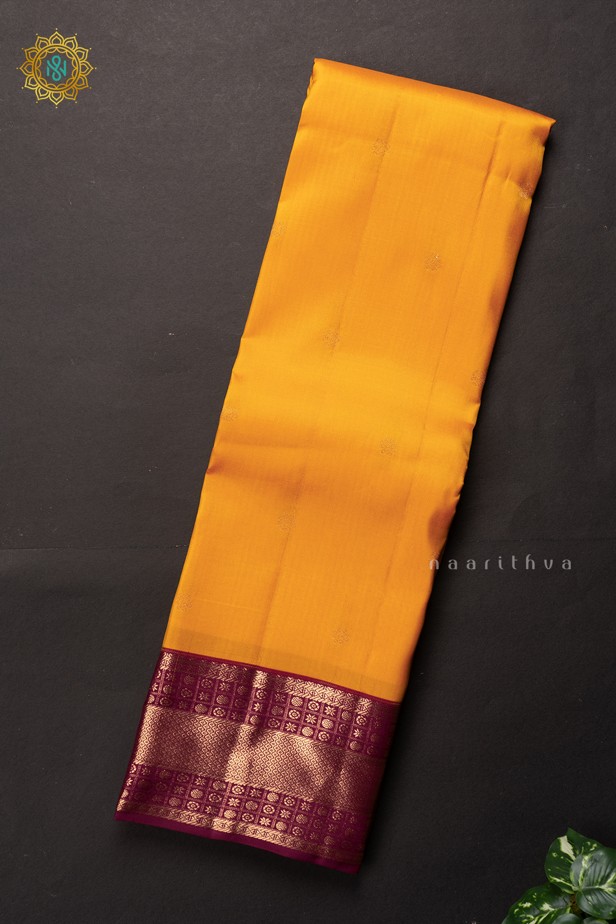 YELLOW WITH MAROON - PURE KANJIVARAM SILK