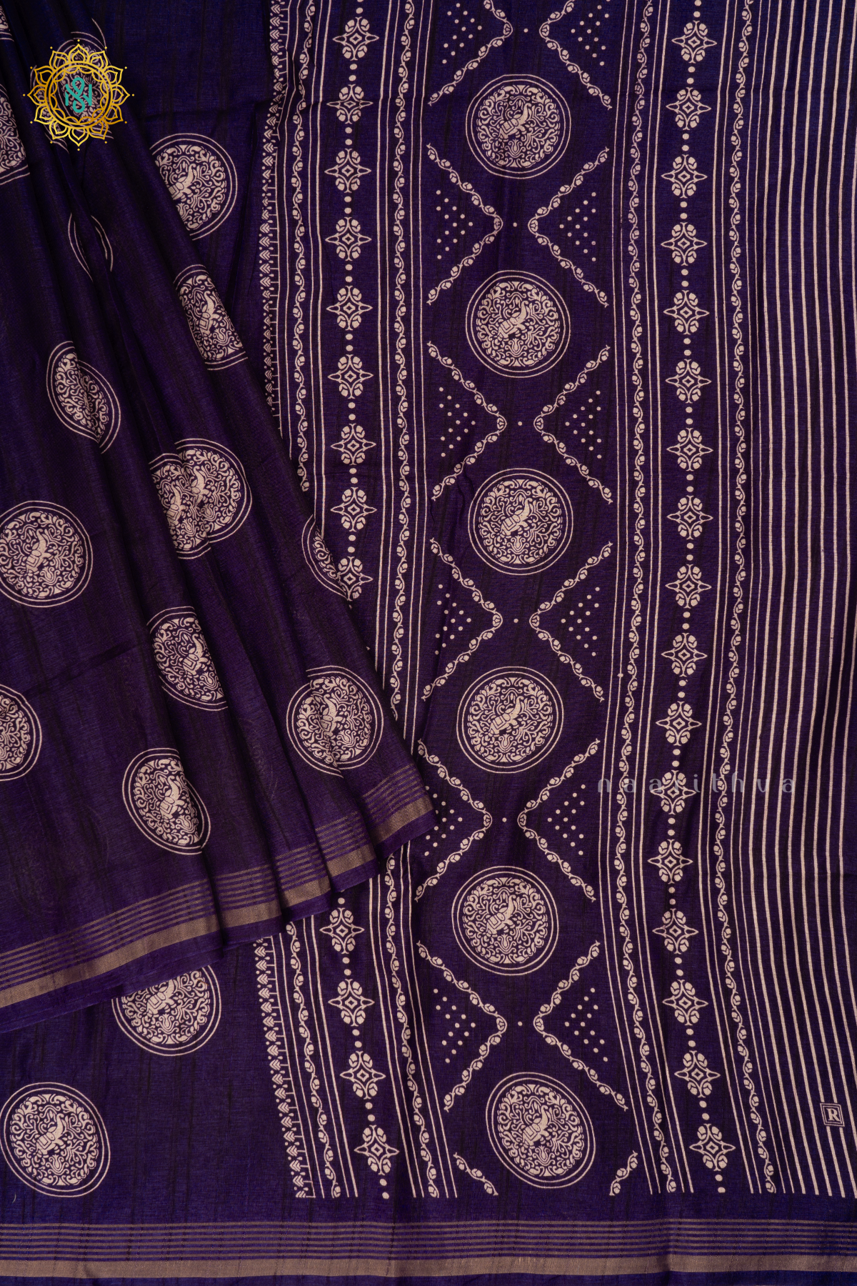 Purple - Semi Tussar Silk Saree Allover Printed Buttas on the body with Zari Border