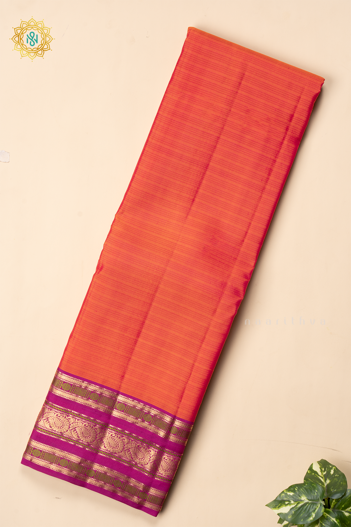 ORANGE WITH PINK - PURE KANJIVARAM SILK