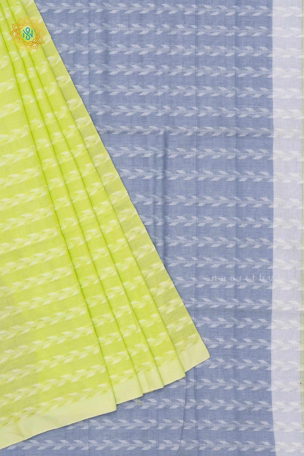 PARROT GREEN WITH GREYISH BLUE - MUL COTTON