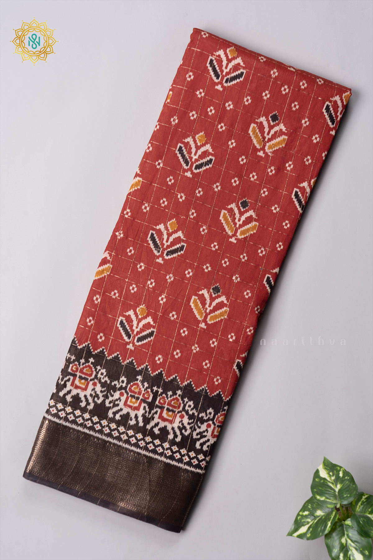 RED WITH BLACK - VISCOSE COTTON