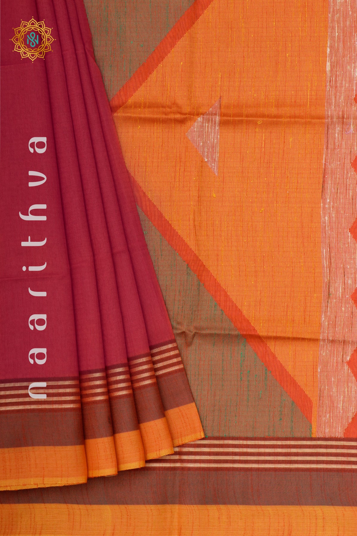 RED WITH YELLOW - SEMI RAW SILK