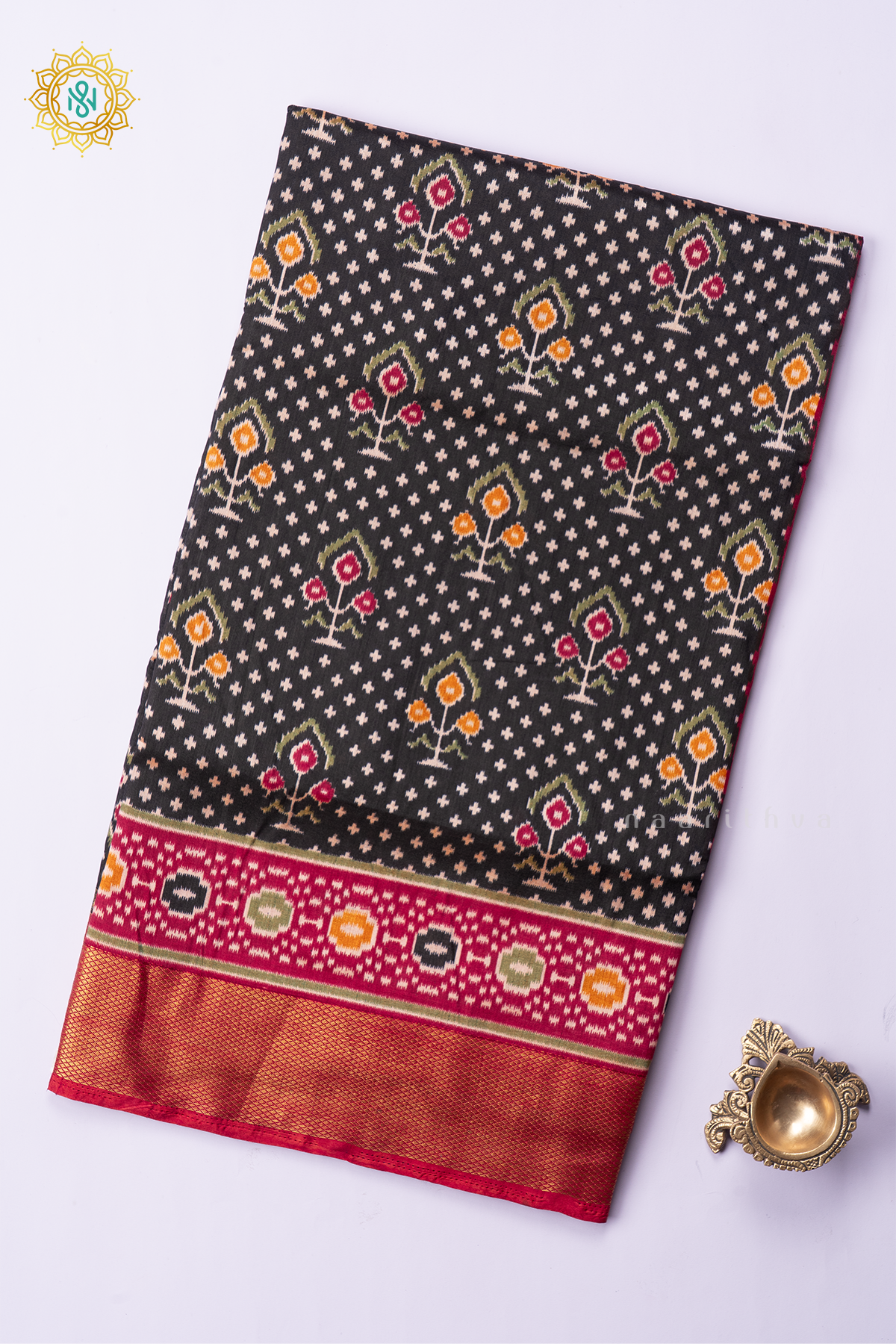 BLACK WITH MAROON - SEMI PATOLA SILK