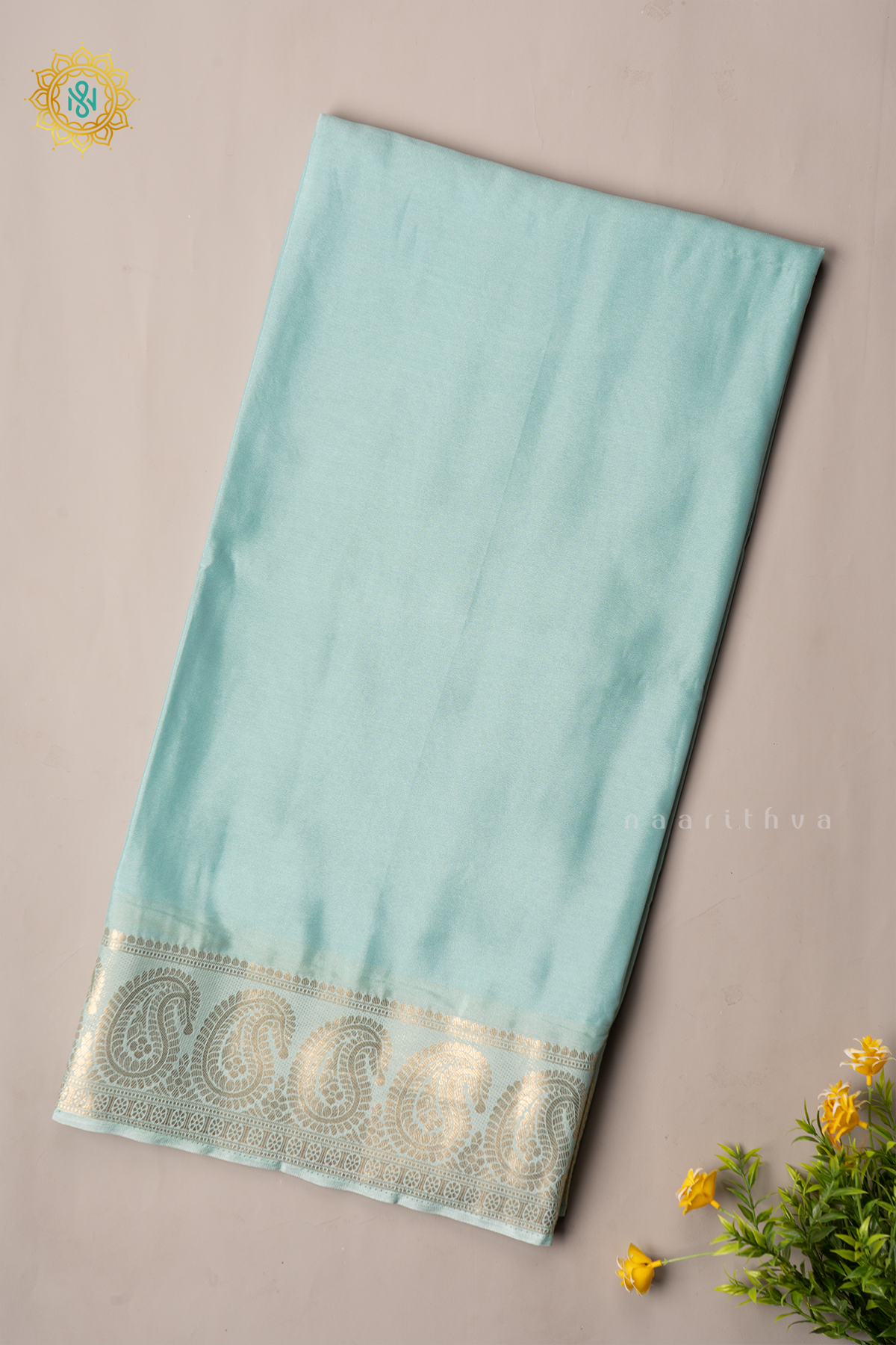AQUA BLUE - SEMI MYSORE CREPE SILK