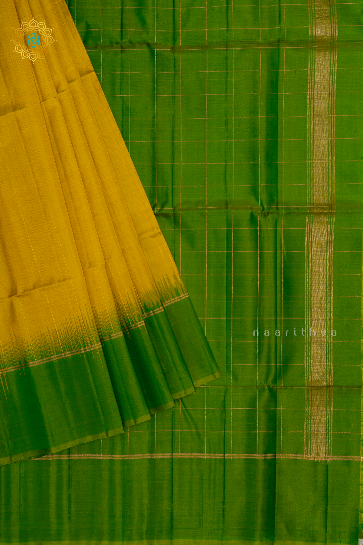 Parrot Green With Yellow Pure Kanjiavaram Soft Silk Saree with Zari Checks All Over And Contrast Border