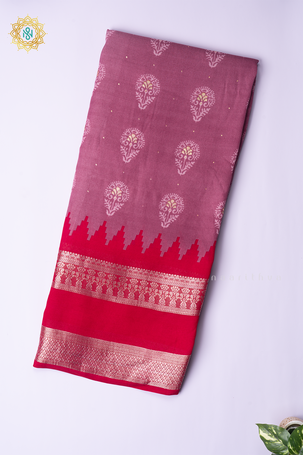 LIGHT PINK WITH RANI PINK - SEMI GEORGETTE