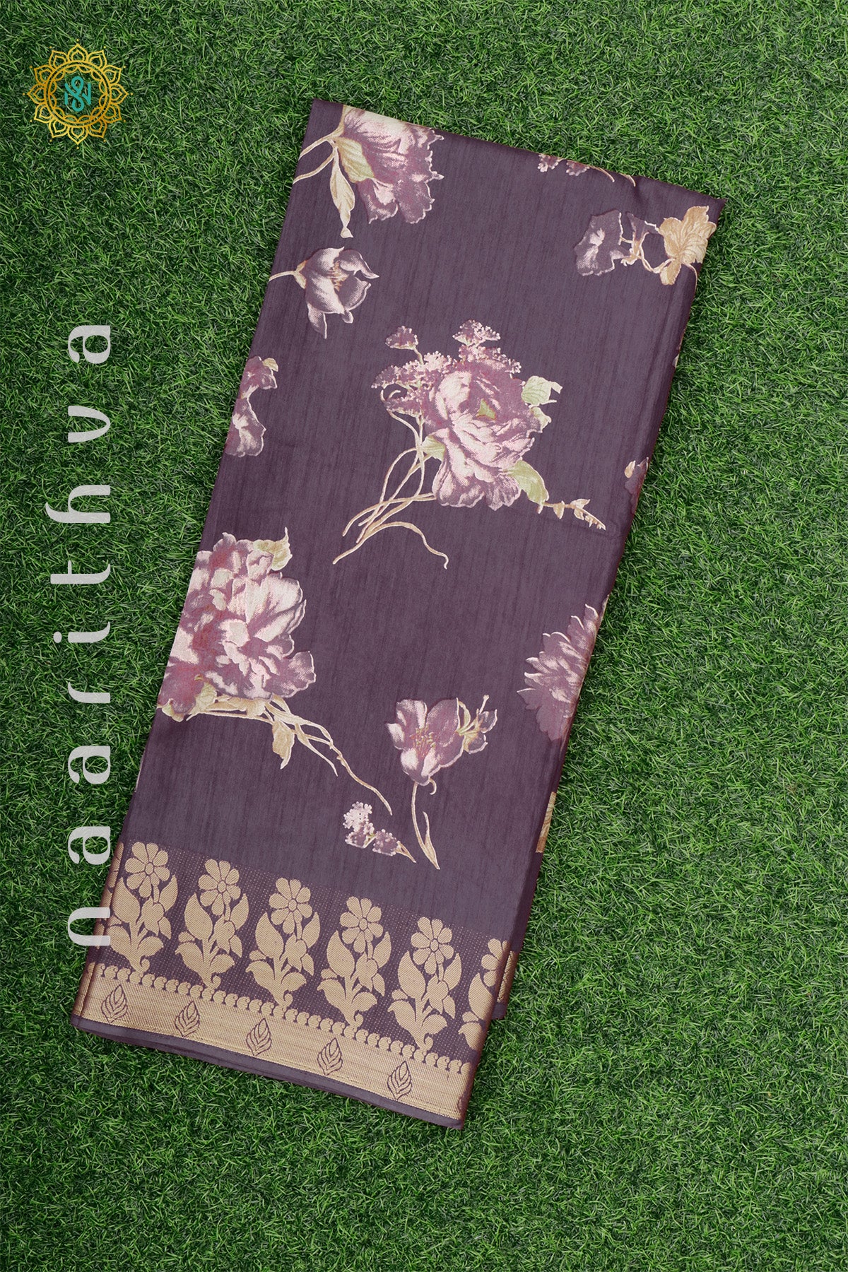 Light Wine Dola Silk Saree With Printed Body And Zari Border