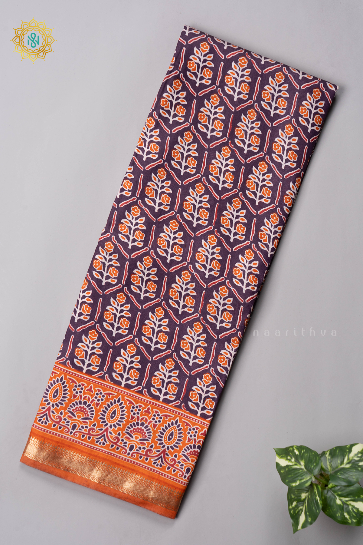 PURPLE WITH ORANGE - VISCOSE COTTON