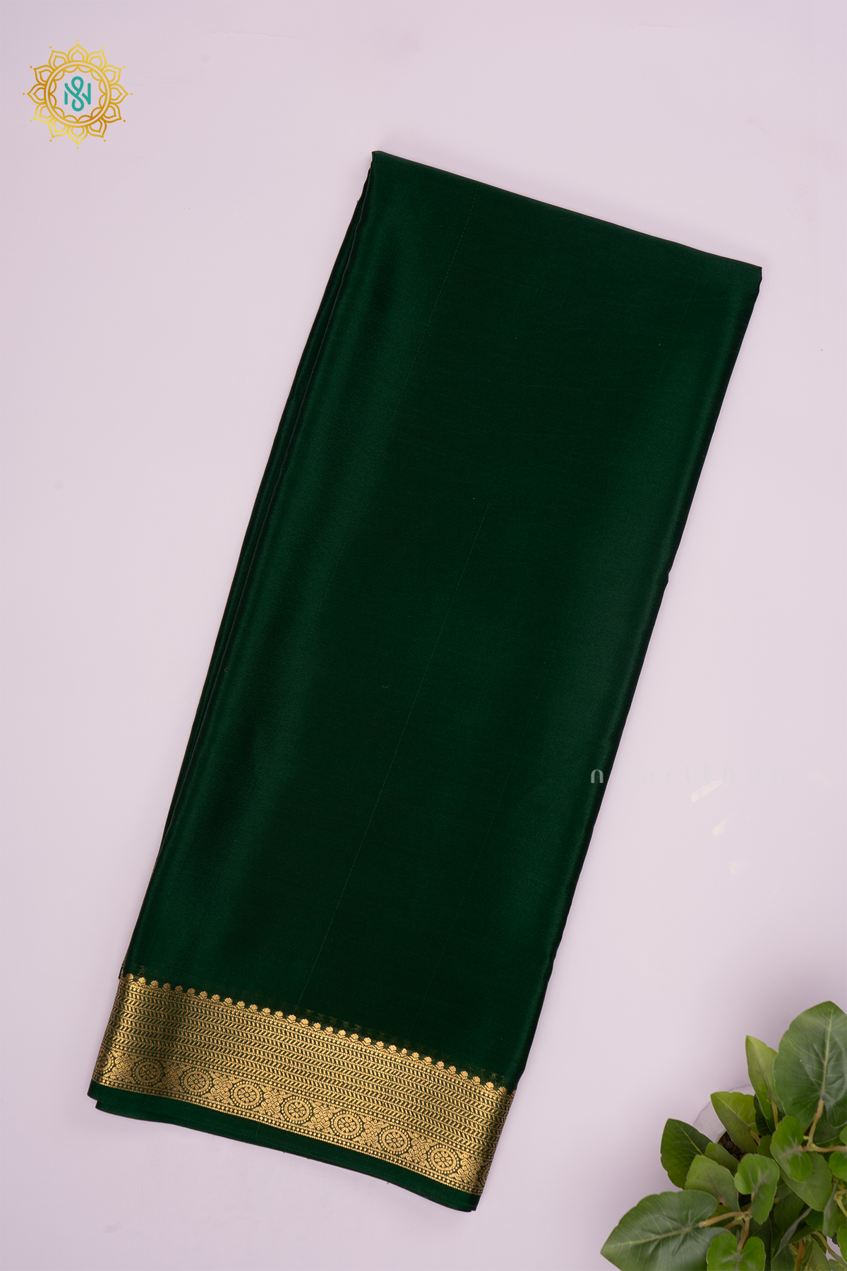 BOTTLE GREEN - PURE MYSORE CREPE SILK